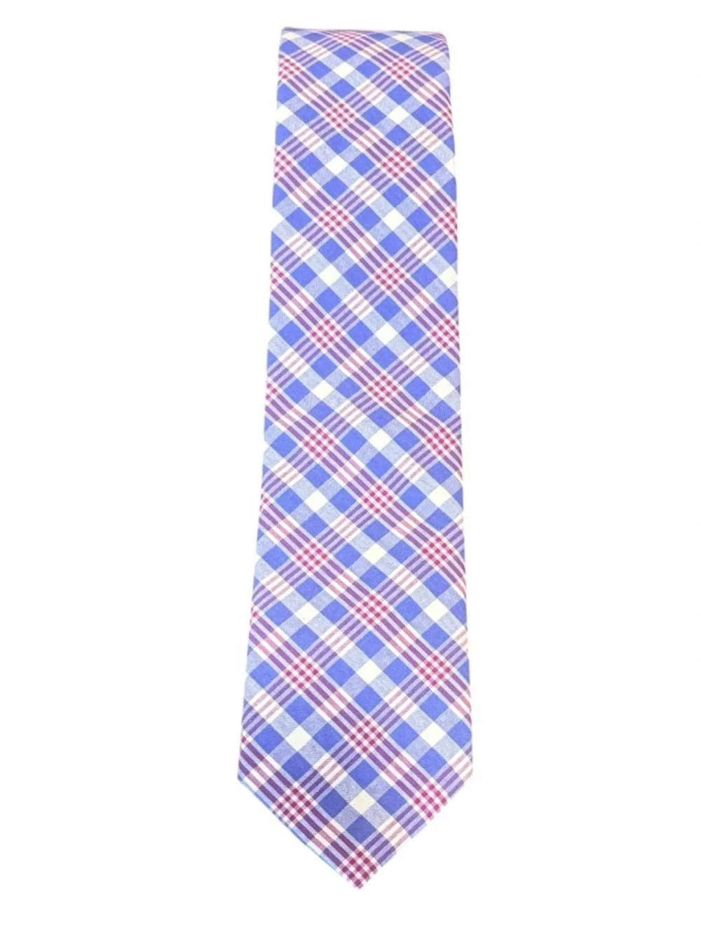 Blue Plaid Necktie Red Check Cotton Slim Tie Men J.Crew